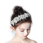 Cemellia ヘアアクセサリ ホワイトパール 子供髪飾り 発表会 フラワーティアラ ヘッドドレス 結婚式 フラワーガール キッズ