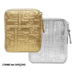 コムデギャルソン COMME des GARCONS レザー二つ折り財布 ゴールド シルバー メタリック ラウンドファスナー エンボスロゴ EMBOSSED LOGOTYPE SA2100EG
