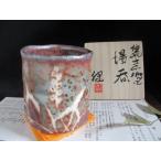 湯呑み 鼠志野 沢潟文 湯呑 （共箱�