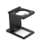 Haofy 10X 28mm スタンドルーペ 折りたたみ式 スタンド 虫眼鏡 拡大鏡 拡大ルーペ 目盛付き レザーポーチ付き 携帯便利 宝石