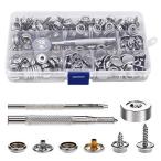 Bestgle50組ステンレス鋼ねじスナップ スナップファスナーねじキットネジ式スナップ ステンレスネジ 真鍮スナップ スナップファスナー