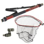 おり釣具 カーボン玉の柄 ラーカルシャフト5M 強化フレームランディングネット M (タモ網)レッド セット (netset-009-rd)