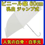 即納  ビニール傘 60cm 乳白（エンボス） 白骨 ジャンプ式 1本（サンプル） 60cmビニール傘