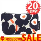 マリメッコ バッグ　ポーチ MARIMEKKO MINI UNIKKO 43953 EEVI 995 L.GREY/D.GREY/CORAL  COTTON/INSIDE COATED WITH PVC 比較対照価格 5,940 円