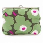 marimekko PUOLIKAS KUKKARO MINI UNIKKO 037773 dark green,green,pink レディース がま口 ポーチ ウニッコ マリメッコ