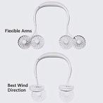 PCATEC携帯扇風機 肩掛け USB充電式 風量3段階調節 角度調整 小型 ポータブル ミニ 卓上扇風機 (ホワイト)