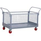 メッシュ台車　荷重５００ｋｇ　ブレーキ付き静音　　取り外し可能金網付　運搬車　折り畳み　小型でも安全　業務用搬送に便利