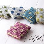 がま口 コインケース 小銭入れ ドット柄 水玉 革友禅 レザー 本革 日本製 レディース Anti-Forme Design アンチフォルムデザイン 送料無料 ブルー SALE