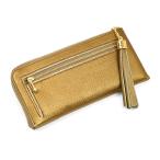 タッセルウォレット メタリックレザー GOLD 日本製 長財布 L字ファスナー 外ポケット付き 外側 小銭入れ 本革 財布 レディース NNW03