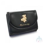 Yahoo! Yahoo!ショッピング(ヤフー ショッピング)テディベアプレート 三つ折り財布 ブラック  財布　子供　小学生　中学生　女の子　女子　ミニ財布　手乗りサイズ　クマ　かわいい　おしゃれ