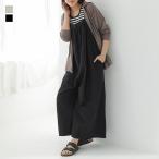 サロペット サロペットパンツ レディース ドレス リネン 麻 綿 コットン オールインワン 春 ギャザー ロング丈 50代 40代「メール便不可」「20」