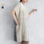 ブラウス レディース トップス ロング丈 バンドカラー 半袖 ドット ストライプ 花柄 コットン100% 綿100% 春 夏 オシャレウォーカー「メール便可」「10」