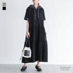 ワンピース 半袖 五分袖 レディース ロング丈 カットワンピ 体型カバー 綿混 ポケット ティアード 春 夏「メール便不可」「30」
