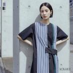 「予約期間限定!6,980円(税込) →6,282円(税込)」ワンピース レディース ドレス ロング丈 半袖 無地 ストライプ柄 ロングワンピ 春 夏「メール便可」「10」