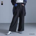 パンツ レディース ボトムス ワイドパンツ ワイド レディースパンツ タック スラックス生地 ウエストゴム「メール便不可」「20」