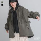 ブルゾン 長袖 レディース アウター ミドル丈 羽織 MA-1 中綿 チュール フリル レイヤード 50代 秋 冬「送料無料」「メール便不可」「50」