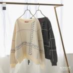 トップス ニット ニットトップス 長袖 長袖ニット レディース チェック柄 ゆるっと 楽ちん あったか 爆買「メール便不可」「30」