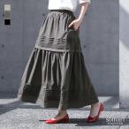 スカート レディース ボトムス ロング丈 フレア ピンタック ギャザー ウエストゴム ポケット 春 夏「メール便不可」「30」
