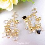 ヴィンテージイヤリング＆ピアスアンティークフラワービジューオニキスパールゴ...