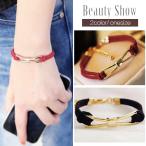 Yahoo! Yahoo!ショッピング(ヤフー ショッピング)メタルリボンフレーム付き2連スエードバングル ブレスレット レッド ブラック