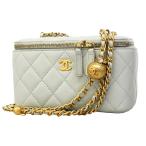 [6fd5366] Chanel косметичка matelasse цепь плечо овчина светло-серый золотистый, цвет шампанского металлические принадлежности 2way сумка 