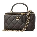[6fd5875] Chanel косметичка matelasse цепь плечо овчина Brown золотистый, цвет шампанского металлические принадлежности 2way сумка 