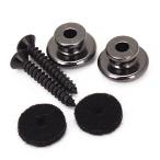 Yibuy 1 Set of 2 キノコヘッドギターストラップボタン ニッケルブラック