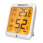 ThermoProサーモプロ 温湿度計 室内温度計デジタル 室内温度計湿度計 LCDバックライト付き 最高最低温湿度値表示 24時間データ記録 高精度