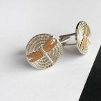 とんぼ【橙】七宝焼きのカフスボタン カフリンクス  丹銅メタル七宝