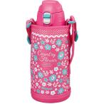 ピーコック 水筒 キッズ 800ml 保冷 ワンタッチ 直飲み 子供 ダイレクトボトル ポーチ付き 0.8l ピンクフラワー AJC-F81