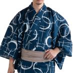  мужской юката . текущий хлопок темно-синий M~LL