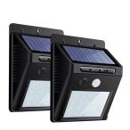 センサーライト 人感ソーラーライト ボタン付き 20LED 3つ知能モード 太陽発電 屋外照明 2個