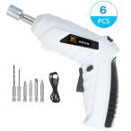 電動ドライバーセット 電動ドリルドライバー 6pcs LEDライト付き 正逆転切り替え コードレス USB充電 家具の組み立て DIY