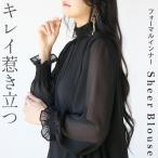 トップス ブラウス セレモニー キレイ惹き立つフォーマルインナー シアー シフォン ブラック 春 夏 秋 冬 春夏 秋冬 ハイネック 無地 OTONA 40代 50代 60代