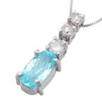 音羽屋■ パライバトルマリン/1.06ct ダイヤ/0.30ct K18WG/Pt900 ネックレス 鑑別書付き 仕上済【中古】