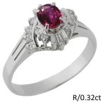 音羽屋■ ルビー/0.32ct ダイヤ/0.20ct Pt900 リング 12号 ソーティング付き 仕上済【中古】