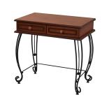 ロートアイアンシリーズ デスク 引き出し付き アイアン 脚 アンティーク風 一人暮らし/IRI-1018-BK ブラック