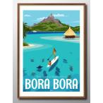 ショッピングポスター ポスター ボラボラ島 南国 夏 サマー 海 モダン 絵画 インテリア A3サイズ アート 新築祝い ギフト 模様替え 北欧  管理ID:13928