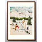 ショッピングポスター ポスター イギリス クリスマスを楽しむ動物たち 北欧 絵画 インテリア A3サイズ アート 新築祝い ギフト 模様替え インテリア 管理ID:14224