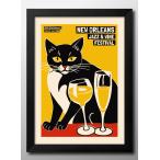 ショッピングポスター ポスター ニューオーリンズ ジャズ 猫 ネコ 音楽 絵画 インテリア A3サイズ アート 新築祝い ギフト 模様替え 北欧  マット紙