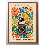 ポスター 音楽  花 フラワー ビンテージ 絵画 インテリア A3サイズ アート 新築祝い ギフト 模様替え 北欧  15387