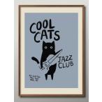 ショッピングポスター ポスター 猫 ネコ ジャズ ギター 絵画 インテリア A3サイズ アート 新築祝い ギフト 模様替え 北欧  マット紙15889