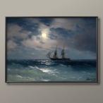 ポスター 5285 イヴァン・アイヴァゾフスキー The Brig Mercury in Moonlight 絵画 インテリア A3サイズ アート 新築祝い ギフト 模様替え 北欧 管理ID_