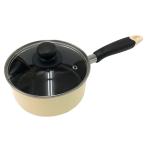 ベストコ 片手鍋 16cm ガラス蓋付 クリーム ちびパン ミニ ソースパン IH ガス火 オール熱源対応 NQ-0105 カリーノ