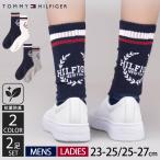 TOMMY HILFIGER トミーヒルフィガー 靴下 メンズ レディース 2足セット クルーソックス 抗菌防臭 バックロゴ 通勤 通学 紳士 婦人 25-27cm 23-25cm