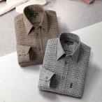 チェック柄 ウール混シャツ 2色組 �