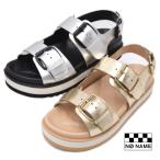 ノーネーム 厚底 サンダル SUN-31948 L.GOLD SILVER スポーツサンダル スポサン 軽量 レザー 本革 レディース NO NAME