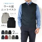 ニットベスト メンズ ニット Vネック ベスト 洗える ビジネス 無地 前開き ボタン ウール混 秋 冬 春 ウォッシャブル 洗濯可能 ジレ 防寒 スーツベスト