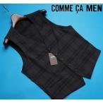ショッピングコムサ 新品定価2.5万円 COMME CA MEN コムサメン 春夏『チェルッティ イタリア製生地』チェック ジレ/ベストS灰(04) 03VP02