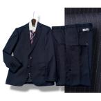 ショッピングoutlet 新品 大手百貨店扱い 秋冬総裏 ウール混ギャバジン ストライプ ツーパンツ スーツA6紺(B) 1145872